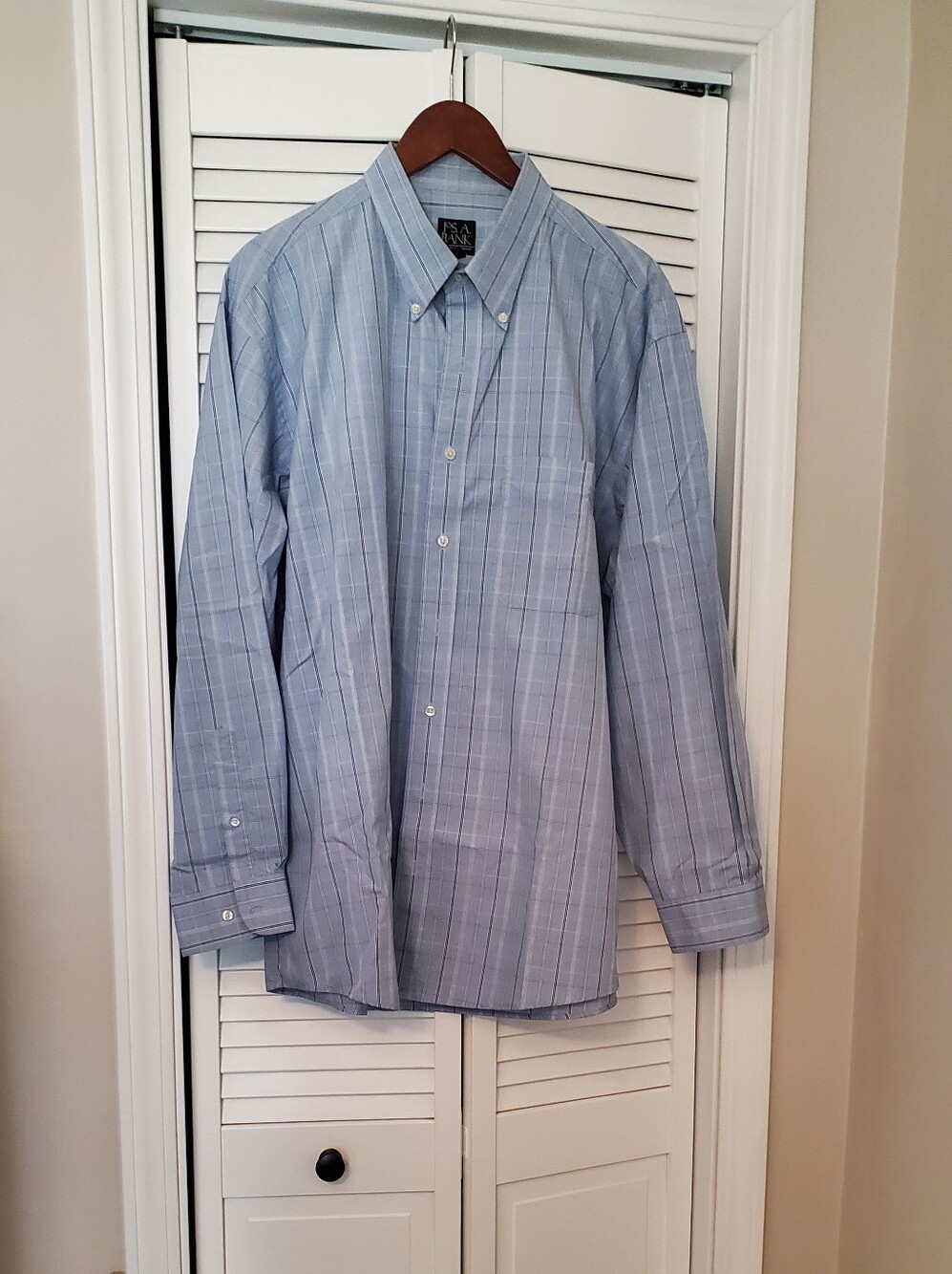 Jos. A. Bank Blue Plaid Button-Up Dress Shirt